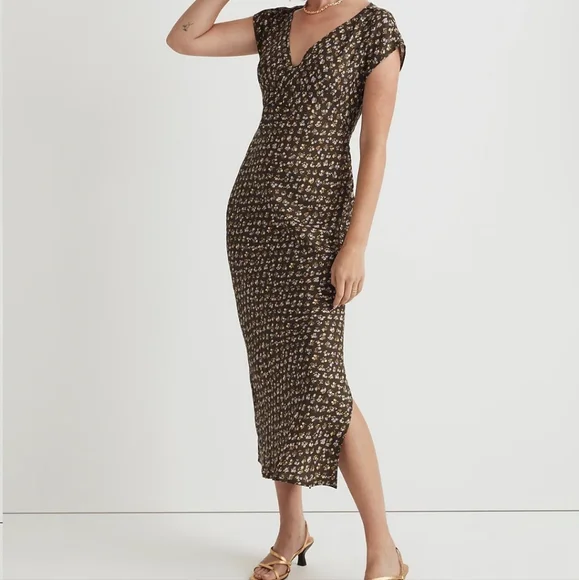 Madewell Wide V-neck Midi Floral Dress Size 10